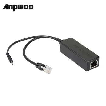 ANPWOO IEEE 802.3 af Micro USB Активен PoE Газа Захранване по Ethernet от 48 до 5 2.4 A за таблет Dropcam или Raspberry