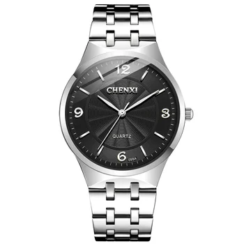 CHENXI 055A Топ луксозна марка, мъжки и дамски модни тънки водоустойчив кварцов ръчен часовник от неръждаема стомана