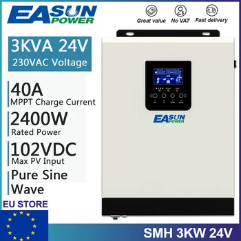 EASUN 3000 W Mppt Слънчев Инвертор 24-220 В Чиста Синусоидальная Вълна От Окото Хибриден Инвертор 40A Контролер Слънчево Зарядно 50 Hz/60 Hz Инверсор