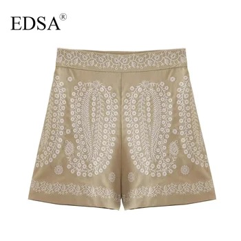 EDSA, дамски модни шорти с бродерия за лятна почивка, Ежедневни градинска дрехи с висока талия за момичета