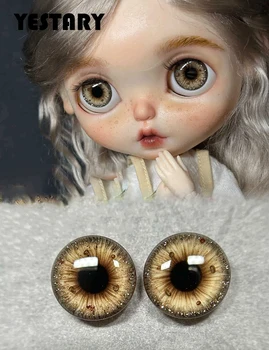 YESTARY Blythe Очи За Играчки BJD Кукли Аксесоари 14 мм направи си Сам Ръчно изработени Пламнал магнитен Лепило Очна чип За Blythe BJD Кукли Подаръци