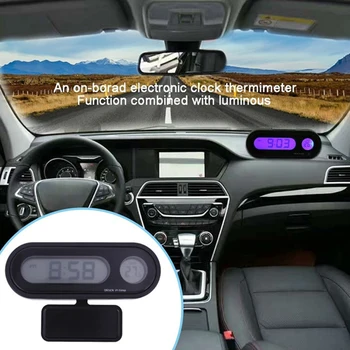 Авто Термометър Часовник с LCD Дигитален Дисплей Сензор за Температура