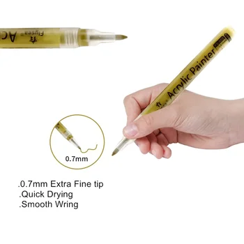 Акрилни писалка за рисуване на Дръжки за изготвяне на злато, сребро и розово злато, метални маркери, комплект писалки за чертане металлизацией на водна основа