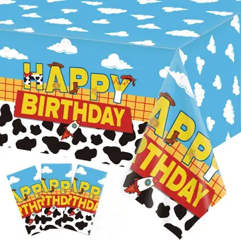 Аксесоари за парти по случай рождения Ден на игра с анимационни история, Покриващи масата с шарени крави, за тематична украса на ферма, за Еднократна употреба покривка