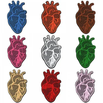 Анатомический икона от сърце, Приложено към Желязо, Нашивка във формата на Сърце, Бродерия 