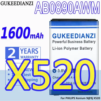 Батерия GUKEEDIANZI Голям Капацитет AB0890AWM 1600 ма За PHILIPS Xenium 9 @ 9j X520 AB0890EWM DWM AWM Сменяеми Батерии