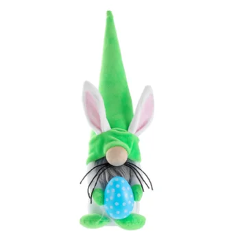 Великден заек с уши, Безлични гномик, кукли-гномики, украса на Великденски, Великденско яйце, заек, зелен
