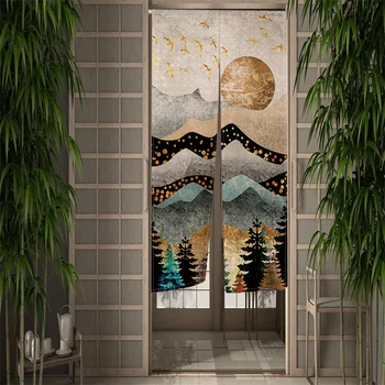 Вратата се завеса от северните пейзаж, картина мастило в планините, Кухненски възел, Японска стена, завеса За входа, виси наполовина Завеса