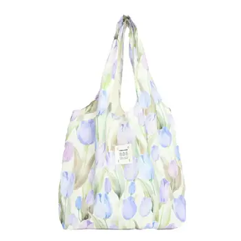 Дамски Цвете сгъваема чанта-тоут Множество Продуктова чанта Лятна Декорация на чанта за Пазаруване