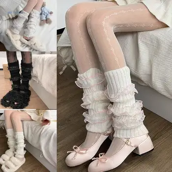 Дълги чорапи в японски стил, дамски гети, вязаный калъф за крака, чорапи на една кука