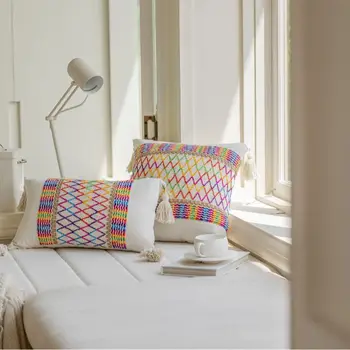 Жаккардовый многоцветен калъф за диванной възглавници, нощни калъф за възглавници, Декоративна калъфка за спални, хол, диванной възглавници