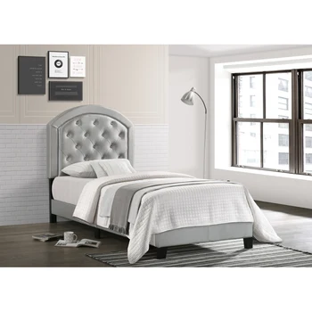 Живеейки легло-платформа с Регулируем Таблата Twin Size Bed Сребриста Тъкан