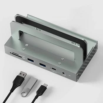 Зарядно устройство с Адаптер за Захранване Hub Бързо Зарядно устройство, USB 2.0 Шунтирующий Hub удължителен кабел аудио жак-USB-Hub Port TF/SD за Пренос на данни