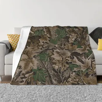 Камуфляжное одеяло от естествено дърво, Флисовое зимата военно Джобно Топло Одеяло за спално бельо, килимче за улици