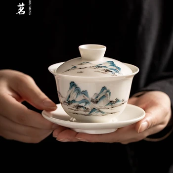 Китайска чаена чаша за домашно приготвяне на Чай, Керамична чаша за офис употреба с капак за елитен кафе