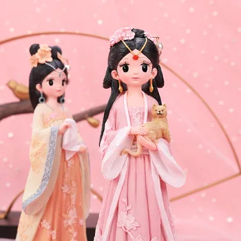 Китайски исторически дворец в стил Ханьфу, Кукла за момичета, Декорации от смола, Скулптури и Статуетки, аксесоари, подаръци