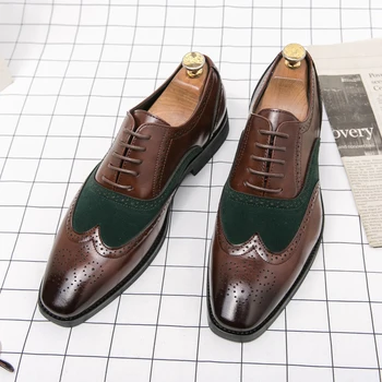 Класически висококачествени модни оксфордские обувки с остър бомбе, мъжки обувки дантела, луксозни мокасини с остри пръсти, ежедневни луксозни кожени обувки