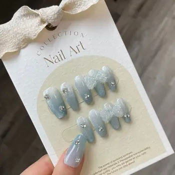 Корейски комплект за нокти, акрил, ръчна изработка, с пълно покриване, Изкуствено режийни ноктите с професионален дизайн За момичета