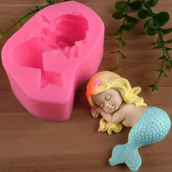 Кубче Лед Сапун Мазилка Морската Тема Занаят 3D Спящата Момиче Мухъл Русалка Силиконова Форма