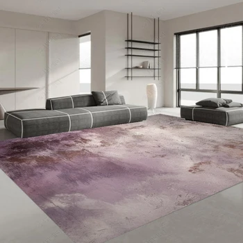 Луксозен килим в хола Модерен Домашен Декоративен Лилав мат спални, моющийся Абстрактен декор, подложка за стола на пода