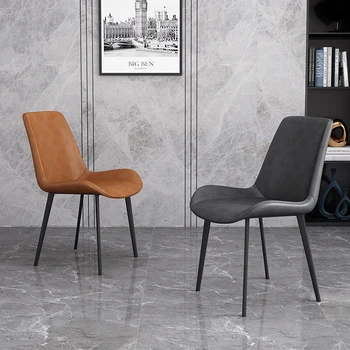 Луксозни и Модерни трапезни столове в Скандинавски стил за дневната, Творчески Кът стол от изкуствена кожа, Ресторант Столове, Стол за почивка, Мебели за дома