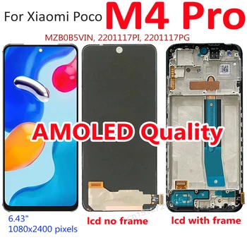 Най-добрите Работния AMOLED LCD Сензорен дисплей, Дигитайзер, В Събирането, Сензор Pantalla + Рамка За Телефон Xiaomi Poco M4 Pro M4Pro 6,43 