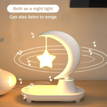 Настолна лампа, която е съвместима с Bluetooth, 3D Съраунд звук, Настолна лампа, Цветна температура 3000/6500 Към Безжична Зареждане на телефони, Подаръци за рожден Ден