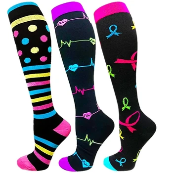 Нови компресия чорапи, подходящи за медицински сестри, д-р, Разширени вени, Подуване, диабет, Пътуване, Туризъм, Възстановяване, Бягане, Чорапи за фитнес