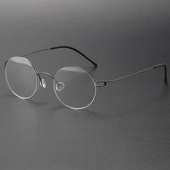 Нови кръгли обикновен класически очила в ретро рамки, мъжки титанов оптични очила при късогледство, женски персонални очила