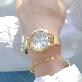 Новият Пристигането 2023, Маркови Дамски часовник, кварцов часовник с кристали, Златни часовници с диаманти, гривни за жени, Луксозен подарък за Приятелка