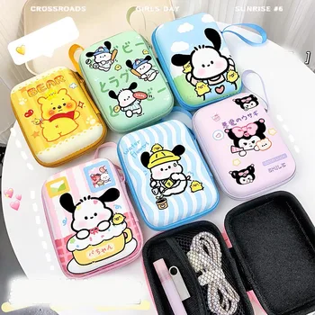 Ново Зарядно устройство Kawaii Sanrio, чанта за съхранение, Kuromi Cinnamoroll Pochacco, чанта за слушалки с шарките на Аниме, многофункционални играчки срещу падане, подаръци
