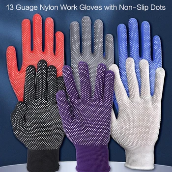 Пластмасови ръкавици за безопасност на труда от 13-ти нейлонового нескользящего памук с гумени впадинками При работа на строителната площадка