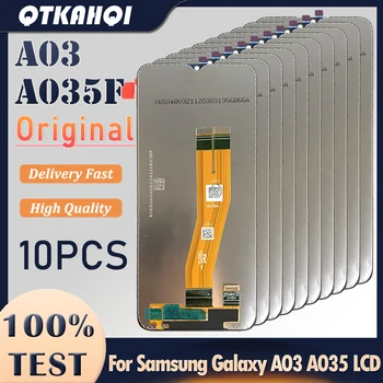 Продажба на едро, 10 бр/лот, На Оригиналния Samsung Galaxy A03 A035 LCD Сензорен дисплей, Дигитайзер, SM-A035F/DS A035M A035F Дисплей