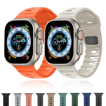 Силиконов Ремък За Apple Watch Band Ultra 49 мм 44 мм 45 мм 42 мм 41 мм 42 мм, 38 мм, Спортен Каишка За Часовник iwatch Serise 8 7 6 5 4 SE Гривна