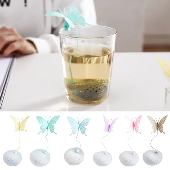 Силиконов филтър за чай, сладък обикновен филтър във формата на пеперуда, цедка за подправки, меки чаени листа, модни аксесоари за чай, кухненски притурка
