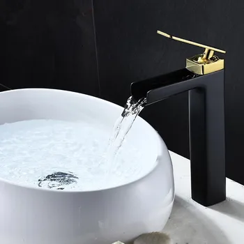Смесител за мивка Черно Злато Смесител за баня Кран за топла и студена вода от месинг Бял черен Смесител за мивка