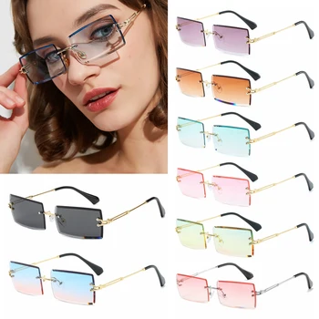 Стил на Пътуване, Модни слънчеви очила за катерене без рамки, Модни слънчеви очила с малък правоъгълник, UV400 нюанси за мъже и жени, очила