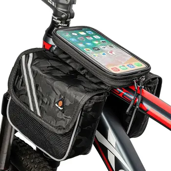 Чанта Велосипедна чанта със сензорен екран, Калъфче за телефона на екрана, Мотор чанта за мобилен телефон, Светоотражающая Велосипедна чанта, Чанта за каране на велосипед рамка, чанта за предната част на рамката