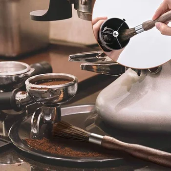Четка за почистване на кафе машини 2 елемента с шнурком от естествена четина, инструмент за почистване на четки за кафе машини за кухня Баристи