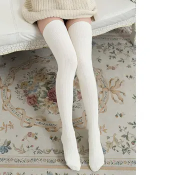 Чорапи до бедрото, Дамски чорапи, Дълги чорапи за момичета, Памучен Дамски Ежедневни обувки, изработени от памук, Чорапи над коляното, Harajuku